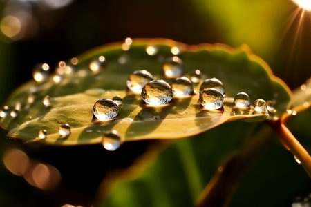Sparkling water droplets glisten in the sunlightの素材