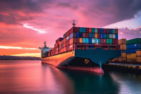 Cargo container ship sailing on the seaの素材