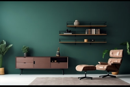 Modern Interior of Living Room with Armchair. Generative AIの素材
