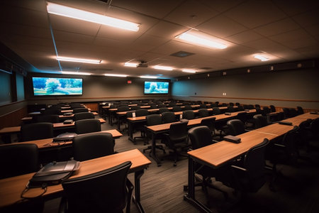 Immaculate Classroom: A Professionally Organized Space. Generative AIの素材