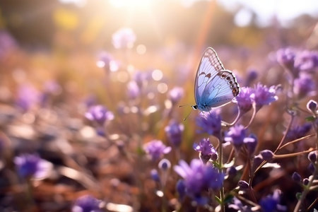 Graceful Violet Butterfly: A Stunning Illustration. Generative AIの素材