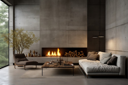 Modern Minimalist Interior Design. Generative AIの素材