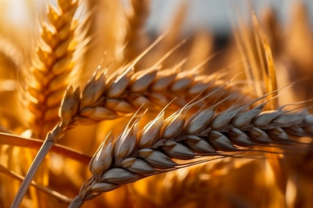 Close-up of golden wheat earsの素材