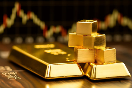 A gold bar representing investment in the stock marketの素材