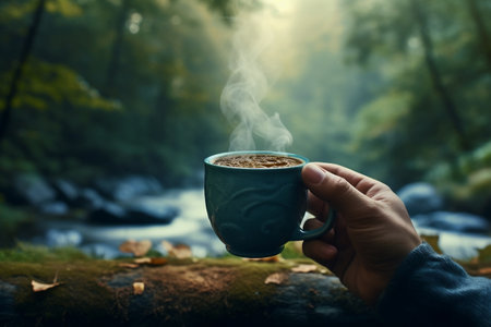 Embracing Nature While Enjoying Coffeeの素材