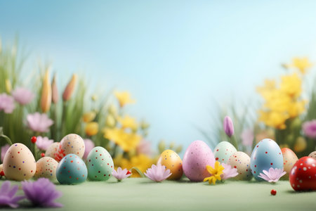 Hyper-Realistic Easter Background with Copy Space Generative AIの素材