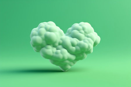 Heart-Shaped Cloud on Green Background Generative AIの素材