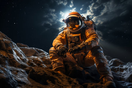Astronaut on Mars's Rocky Terrainの素材