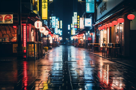 Technicolor Tokyo: Professional Night Photography of Neon Street Generative AIの素材