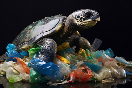 Ocean's Sorrow: Sea Turtles and the Menace of Plastic Waste - Generative AIの素材