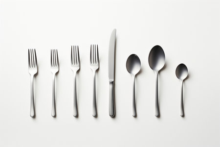Elegant Cutlery Set Isolated on White Background.の素材