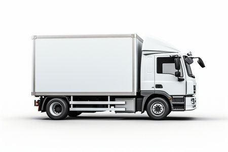 Shipping and Logistics Vehicle on a Clean White Surface.の素材