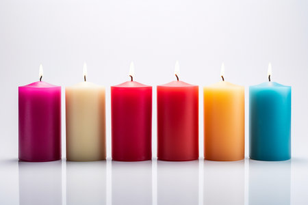 Candlelight Illumination on a Clean White Background.の素材