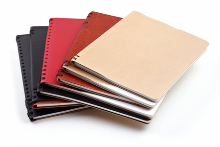 Isolated Notebook Collection on White Background.の素材
