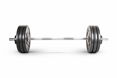 Strong Athlete Weightlifting Isolated on White Background.の素材