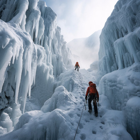 Brave Mountaineers While Climbingの素材