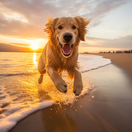 Golden Retriever in Full Strideの素材