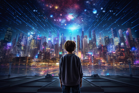 Kid in the Neon Cyberpunk Worldの素材