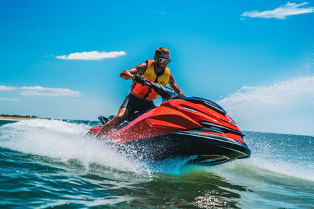 Jet Skiing Enthusiasts in High-Speed Actionの素材