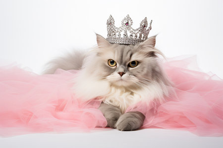 Crowned Kitty Royalty Isolated on White Background.の素材