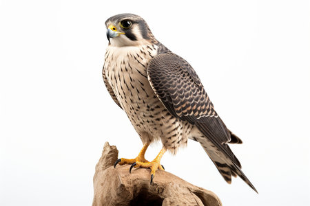 Peregrine Falcon Portrait Isolated on White Background.の素材