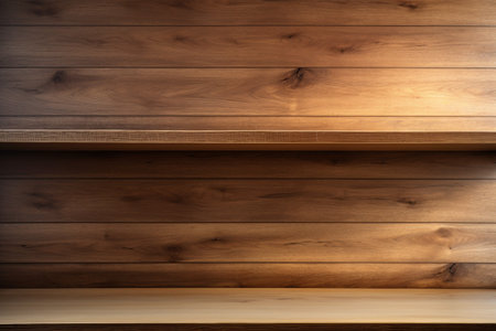 Close View of a Wooden Shelf Surfaceの素材