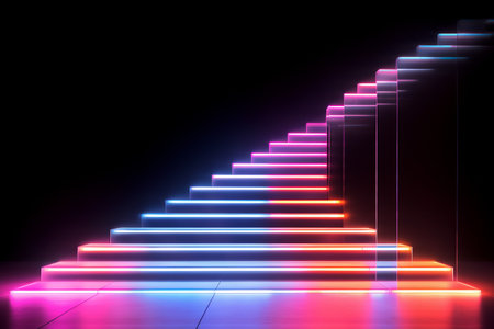 The Art of Neon-Adorned Stairsの素材