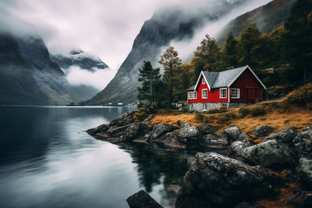 Traditional Norwegian Red Cottageの素材