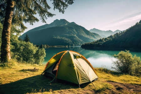Tent Pitched in Nature.の素材