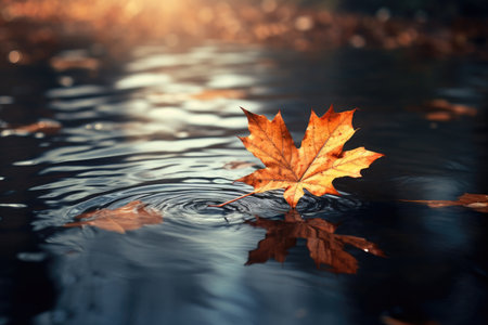 Autumn Leaf on the Water.の素材