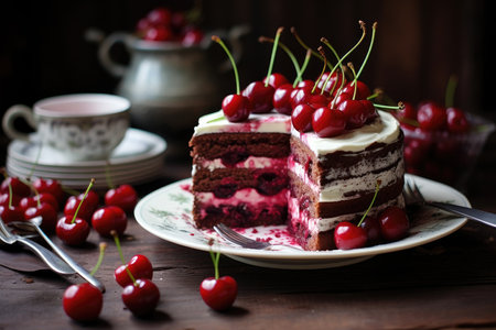 Sweet Cake with Juicy Cherries.の素材