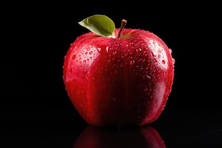 Bold Red Fruit Against Black Backdrop.の素材