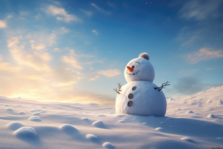 Playful Snowman in Snow.の素材