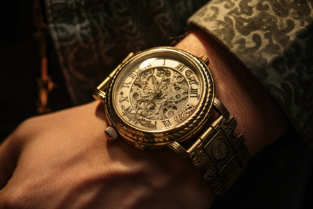 Watchful Moments Person Holding a Wristwatch.の素材
