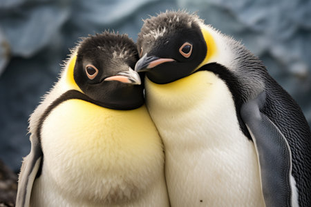 Closeup Photo of Two Adorable Penguins.の素材