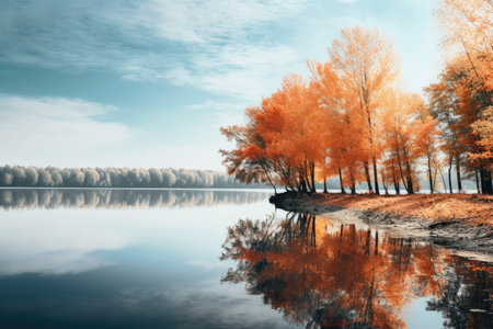 The Grace of Fall A Lakeside Landscape.の素材