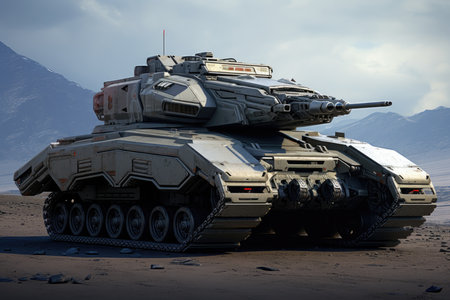 Armored Innovation Sci Fi Tank in Action.の素材