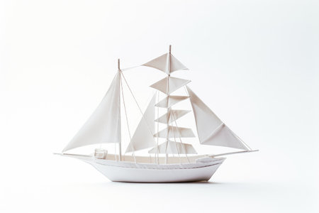 Handmade Paper Ship Models Isolated On White Background.の素材