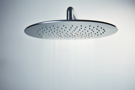 The Beauty of Rainfall Showerhead Design Isolated On White Background.の素材
