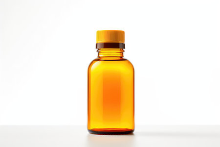 Elevating Wellness with Amber Glass Bottles Isolated On White Background.の素材
