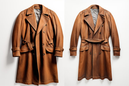 Classic Style Meets Detail The High Detailed Topcoat Isolated On White Background.の素材