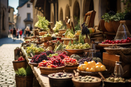 Charming European Street Market.の素材