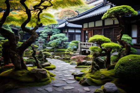 Zen Harmony in a Tea Garden.の素材