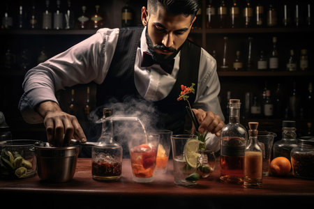 Skillful Bartender Preparing a Sophisticated Drink.の素材