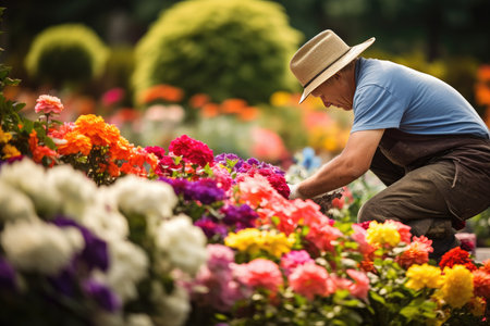 Blossom by Blossom Tending to Beautiful Garden Flowers.の素材