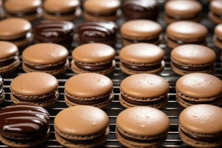Tempting Desserts Colorful Homemade Macarons.の素材