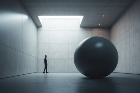 Faceless Figure Working Out with an Exercise Ball in a Modern Gym.の素材