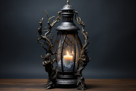 Decorative Gray Lantern in Low Light.の素材