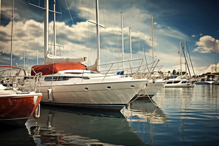 Elegant White Yachts at the Port.の素材