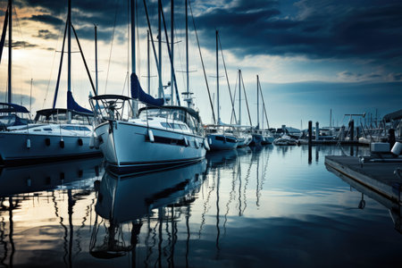 White Yachts in the Harbor.の素材